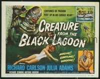 VHP7 372 CREATURE FROM THE BLACK LAGOON title lobby card '54 classic image!