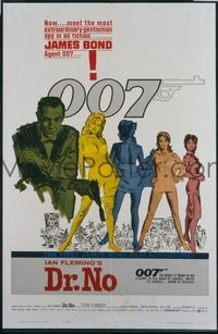#340 DR. NO yellow smoke 1sh '62 Sean Connery is extraordinary gentleman spy James Bond 007!