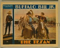 t186 TEXAN movie lobby card '32 Buffalo Bill Jr getting whipped!