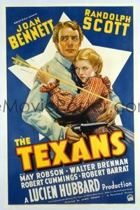 t187 TEXANS linen one-sheet movie poster '38 Randolph Scott, Joan Bennett