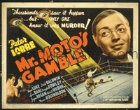 #222 MR MOTO'S GAMBLE title lobby card '38 Peter Lorre, boxing murder!!