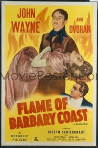 JW 224 FLAME OF BARBARY COAST one-sheet movie poster R50 John Wayne, Dvorak