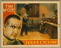 t044 TEXAS CYCLONE movie lobby card '32 Tim McCoy shoots it out!