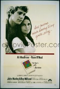 r934 LOVE STORY one-sheet movie poster '70 Ali MacGraw, Ryan O'Neal