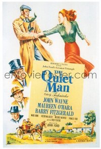 JW 256 QUIET MAN linen one-sheet movie poster '51 John Wayne, Maureen O'Hara