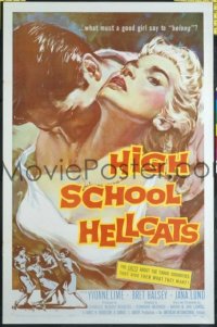 A535 HIGH SCHOOL HELLCATS one-sheet movie poster '58 best AIP bad girl!