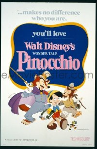 s074 PINOCCHIO one-sheet movie poster R78 Walt Disney classic!
