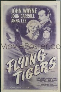 JW 205 FLYING TIGERS one-sheet movie poster R54 John Wayne, WWII airplanes!