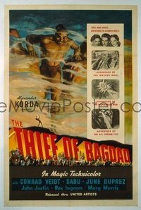 #258 THIEF OF BAGDAD linen one-sheet movie poster '40 Powell,Korda classic!