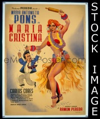 #1345 MARIA CRISTINA Mexican poster '51 Pons