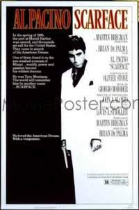 #412 SCARFACE one-sheet movie poster '83 Al Pacino, Brian De Palma, Stone!