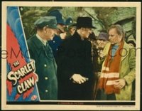 #227 SCARLET CLAW lobby card '44 Sherlock Holmes w/gun & claw!!