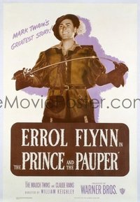 1051 PRINCE & THE PAUPER linenbacked one-sheet movie poster R49 Errol Flynn