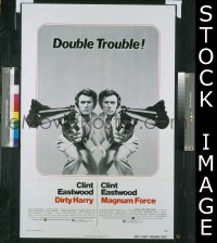 DIRTY HARRY/MAGNUM FORCE 1sh '75 cool mirror image of Clint Eastwood, double trouble!