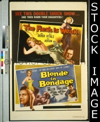 P651 FLESH IS WEAK/BLONDE IN BONDAGE one-sheet movie poster '57