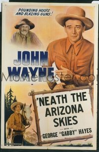 JW 085 JOHN WAYNE stock 1sh '40s image of John Wayne, Gabby Hayes, Neath The Arizona Skies