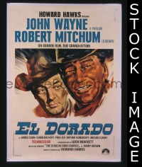 #140 EL DORADO Italian 1p R60s different art of John Wayne & Robert Mitchum, Howard Hawks!