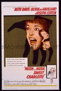 f521 HUSH HUSH SWEET CHARLOTTE one-sheet movie poster '65 Bette Davis