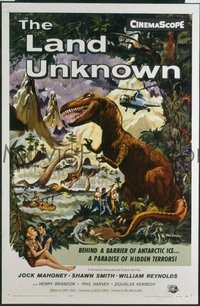 VHP7 282 LAND UNKNOWN one-sheet movie poster '57 great Ken Sawyer dinosaur art!