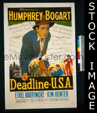 #9107 DEADLINE-USA 1sh '52 Bogart, newspaper 