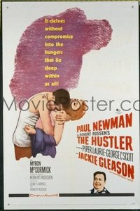 #343 HUSTLER one-sheet movie poster '61 Paul Newman pool betting classic!!