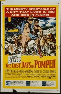 r889 LAST DAYS OF POMPEII one-sheet movie poster '60 Steve Reeves
