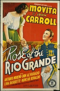 t126 ROSE OF THE RIO GRANDE linen one-sheet movie poster '38 John Carroll