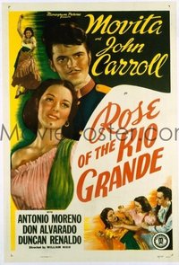 t141 ROSE OF THE RIO GRANDE linen one-sheet movie poster R48 John Carroll