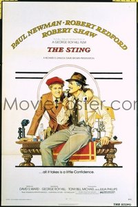 #379 STING one-sheet movie poster '74 Redford, Newman, classic Amsel art!!