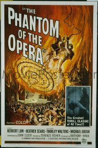 f646 PHANTOM OF THE OPERA one-sheet movie poster '62 Hammer, Lom