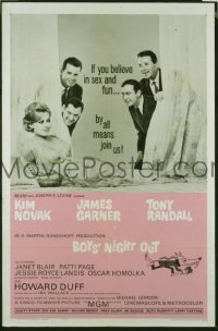 r254 BOYS' NIGHT OUT one-sheet movie poster '62 sexy Kim Novak!