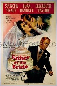 P618 FATHER OF THE BRIDE one-sheet movie poster '50 Liz Taylor