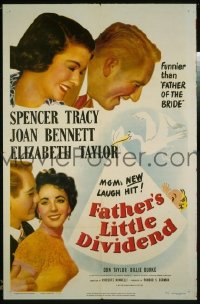 P619 FATHER'S LITTLE DIVIDEND one-sheet movie poster '51 Liz Taylor