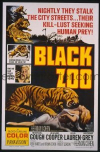 #8964 BLACK ZOO 1sh '63 human prey! 
