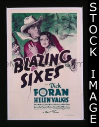#4162 BLAZING SIXES 1sh '37 Dick Foran 