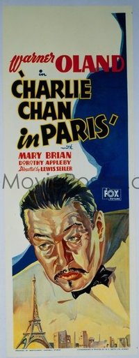 VHP7 016 CHARLIE CHAN IN PARIS linen Aust daybill movie poster '35 Oland