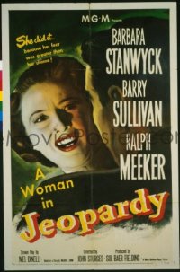 #0826 JEOPARDY 1sh '53 Stanwyck, film noir 