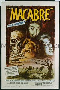 VHP7 294 MACABRE one-sheet movie poster '58 William Castle, cool Besser art!