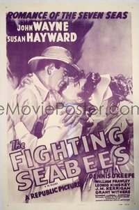 JW 217 FIGHTING SEABEES linen one-sheet movie poster R54 John Wayne, Hayward