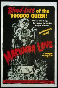 f581 MACUMBA LOVE one-sheet movie poster '60 cool voodoo horror art!