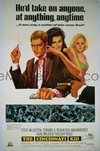 P380 CINCINNATI KID one-sheet movie poster '65 Steve McQueen, gambling!
