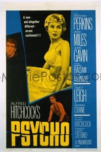 #342 PSYCHO linen one-sheet movie poster '60 Janet Leigh, Alfred Hitchcock!
