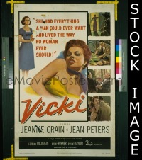 #9923 VICKI 1sh '53 Jeanne Crain 