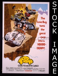P826 HERBIE GOES TO MONTE CARLO one-sheet movie poster '77 Volkswagen!