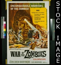 #689 WAR OF THE ZOMBIES 1sh '65 AIP Barrymore