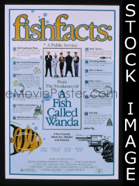H410 FISH CALLED WANDA 'fish facts' one-sheet movie poster '88 John Cleese, Curtis