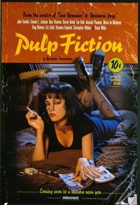 v079 PULP FICTION recalled advance 1sh '94 Quentin Tarantino, Uma Thurman smoking Lucky Strikes!