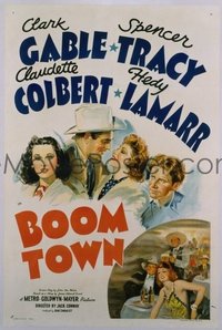 t232 BOOM TOWN linen one-sheet movie poster '40 Gable,Tracy,Colbert,Lamarr