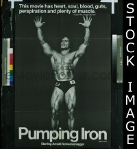 #4065 PUMPING IRON 1sh '77 full-length image of body builder Ed Corney over black background!