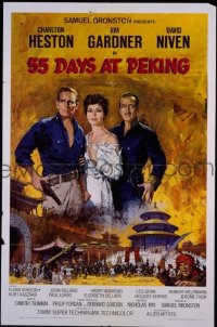 r013 55 DAYS AT PEKING one-sheet movie poster '63 Charlton Heston, Gardner
